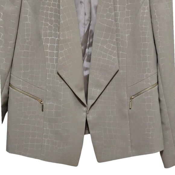 Preston & York Tan Tortoise Print Collarless Blazer Sz 10 - Picture 5 of 9